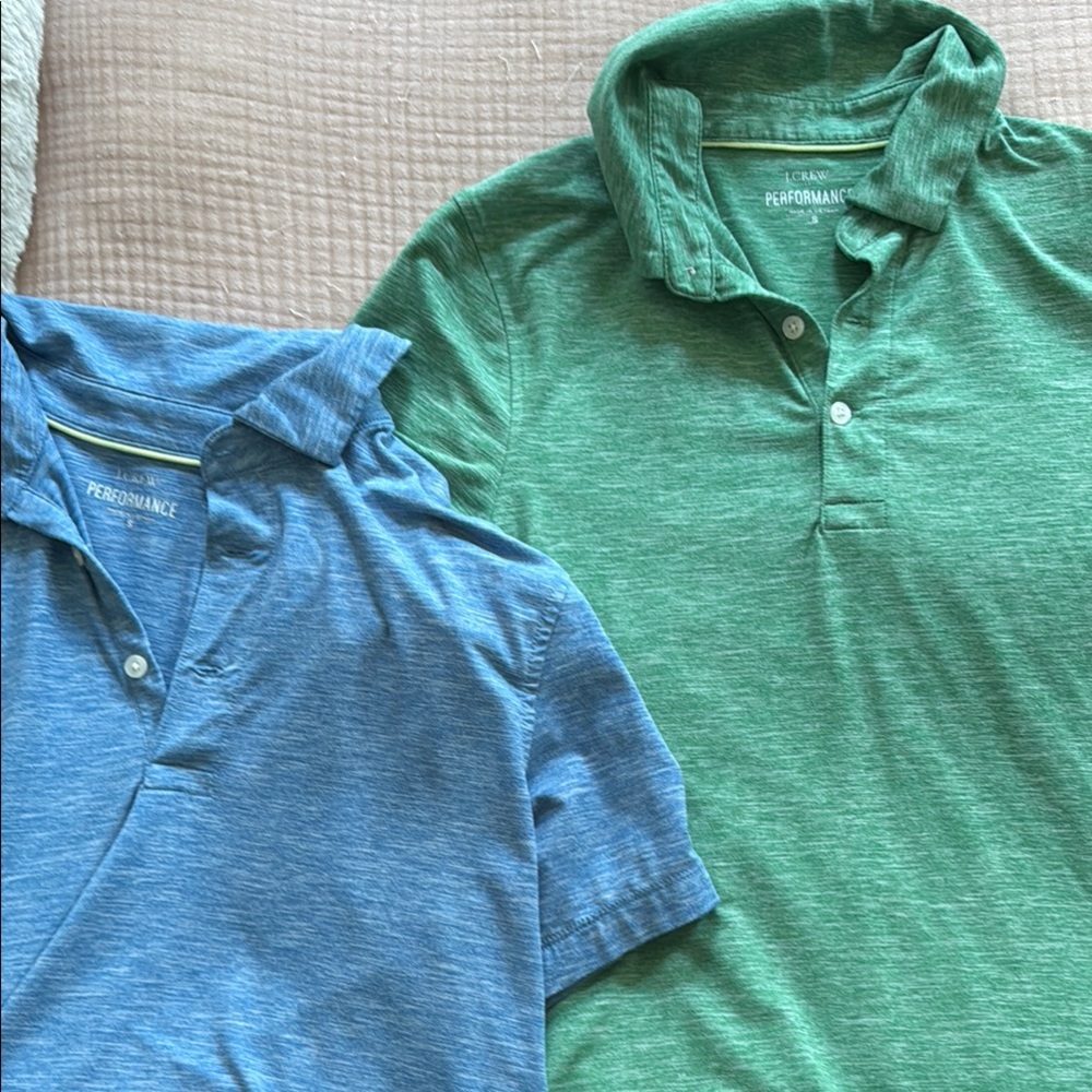 Jcrew Factory small set of 2 Men's Blue and Green performance Polo Shirts